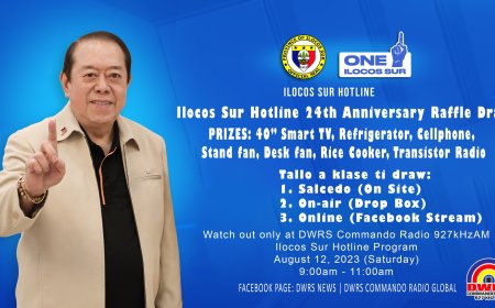 PADAANAN INTON BIGAT TI SELEBRASYON TI MAIKA 24TH NGA ANIBERSARYO TI PROGRAMA NGA ILOCOS SUR HOTLINE. PANGABAKAN TI DADAKKEL A PREMYO.